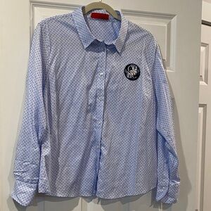 Carolina Herrera Light Blue Polka Dot Button-Front Blouse